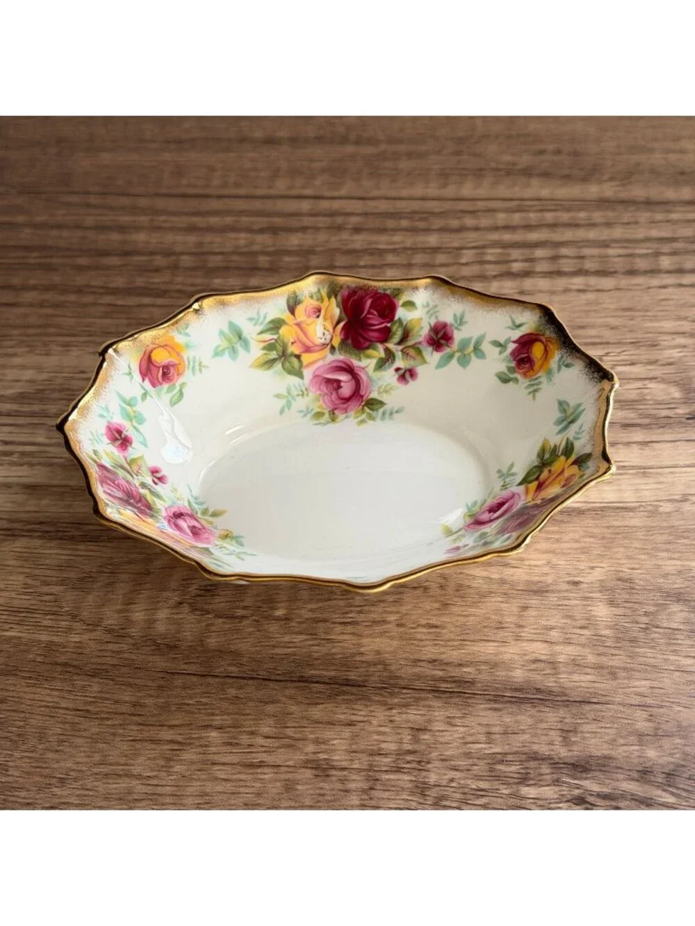 Vintage 60s Royal Stafford Bouquet Pattern Bone China Trinket Dish 5.25
